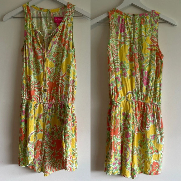 Lily Pulitzer for Target Happy Place floral sleeveless romper size XS - Picture 1 of 9